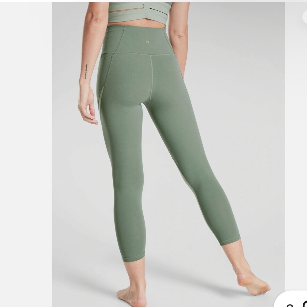 Athleta Sage Green Leggings with Striped Detail - Picture 2 of 8